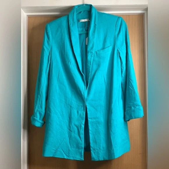Alice + Olivia Women's Turquoise Oversized Blazer. Size-Small - Picture 2 of 4